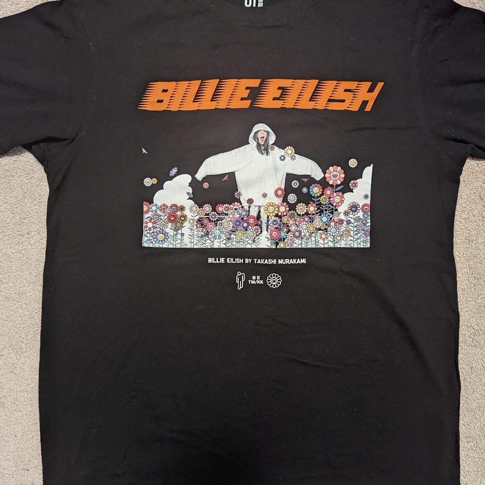 Uniqlo Billie Eilish Takashi Murakami Black T-Shirt Size 11-12